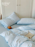 Load image into Gallery viewer, FANTASIA Dream Planet [Salt Lake Dream Boat] Blue Polka Dot Lace Cotton Four-piece Cotton Sheet