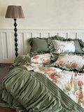 Load image into Gallery viewer, French retro style thickened tencel cotton polished four-piece set cotton thermal bed sheet princess lotus leaf edge quilt cover bedding