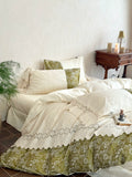 Load image into Gallery viewer, French retro cotton long-staple cotton four-piece set high-end jacquard hollow embroidered lace quilt cover pure cotton bedding
