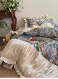 Load image into Gallery viewer, Fanmeng Huaqi French retro oil painting feeling cotton long-staple cotton four-piece set pure cotton glazed yarn edge quilt cover bedding
