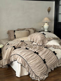 Load image into Gallery viewer, French girl heart thickened milk fleece winter four-piece set fleece warm retro bow retro quilt cover bedding