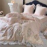 Load image into Gallery viewer, French heavy industry court cotton long-staple cotton four-piece set pure cotton romantic lace quilt cover girl high-end bedding