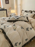 Load image into Gallery viewer, Winter Romantic Carved Milk Fleece Four-piece French Double-sided Fleece Thickened Quilt Cover Sheet Warm Fleece Bedding