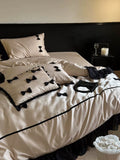 Load image into Gallery viewer, French romantic princess style three-dimensional bow cotton long-staple cotton four-piece set pure cotton satin girl lace quilt cover