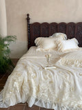 Load image into Gallery viewer, Lanxu Home Textiles French Lace Edge Summer Quilt Four-piece Summer Cool Ice Silky Quilt Tencel Bed Cover Bedding