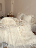 Load image into Gallery viewer, French romantic girl cotton long-staple cotton bed cover four-piece set retro lace quilt cover premium bedding fairy