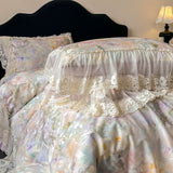 Load image into Gallery viewer, Romantic French princess wind long-staple cotton four-piece set lace lace quilt cover girl heart bed skirt bedding