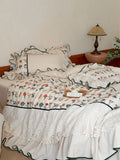 Load image into Gallery viewer, French girl heart pastoral flower cotton and linen four-piece set niche embroidery linen blend lace quilt cover bedding