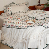 Load image into Gallery viewer, French girl heart pastoral flower cotton and linen four-piece set niche embroidery linen blend lace quilt cover bedding