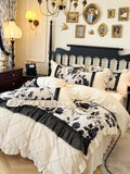 Load image into Gallery viewer, Winter carved thickened milk fleece four-piece set retro princess wind coral fleece double-sided fleece fleece quilt cover bed skirt