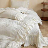 Load image into Gallery viewer, Lanxu Home Textiles Romantic French Princess Style Pure Cotton Jacquard Four-piece Set Lotus Leaf Quilt Cover Girl's Heart Bed Cover Bedding