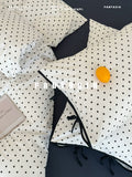 Load image into Gallery viewer, FATASIA Collection Dream Planet [Birds and Meteors] Retro Black and White Polka Dots Cotton Four-piece Cotton Sheet