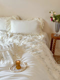 Load image into Gallery viewer, French cream lace four-piece cotton high-end winter polished bed sheet girl princess pure cotton quilt cover