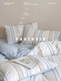 Load image into Gallery viewer, FANTASIA Collection Dream Planet [Carbonated Love Letter] Cotton three-dimensional blue striped bed four-piece set of pure cotton sheets