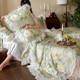 Load image into Gallery viewer, French romantic oil painting summer Tencel summer cool quilt four-piece cool silky smooth lace air conditioner quilt machine washable thin quilt