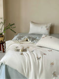 Load image into Gallery viewer, French light luxury small fresh summer Lenzing Tencel four-piece butterfly embroidered quilt cover cool silky bedding