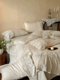 Load image into Gallery viewer, French girl retro linen cotton and linen four-piece set of pure cotton embroidery simple wind soft quilt cover breathable bedding