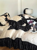 Load image into Gallery viewer, Retro French jacquard cotton polished four-piece set autumn and winter thickened pure cotton black gold printing quilt cover bedding