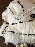 Load image into Gallery viewer, French romantic girl heart bow cotton long-staple cotton four-piece set pure cotton retro pleated lace quilt cover sheets