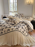 Load image into Gallery viewer, French retro wind milk fleece bed four-piece set thickened flange coral fleece princess quilt cover sheets light luxury bedding