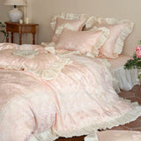Load image into Gallery viewer, French Romantic Girl Jacquard Summer Tencel Four-piece Lace Lace Quilt Cover Princess Wind Cool Silky Slippery Bedding