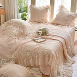 Load image into Gallery viewer, French princess style solid color lace thin quilt Tencel summer cool quilt four-piece summer air conditioner quilt machine washable