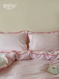 Load image into Gallery viewer, FANTASIA Collection Dream Planet [Moon Peach Branch] Pink Plaid Cotton Bed Four-piece Cotton Sheet