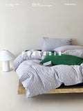 Load image into Gallery viewer, FANTASIA Collection Dream Planet [Pine Forest Windmill] Original Blue Stripe Cotton Bed Four-piece Cotton Sheet