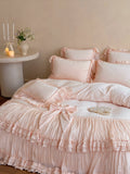 Load image into Gallery viewer, French romantic girl winter baby velvet four-piece set thickened warm bed cover quilt cover princess style premium bedding