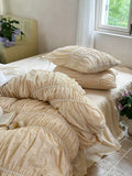 Load image into Gallery viewer, French princess pleated bubble sleeves quilt cover washed cotton bed skirt four-piece set pure cotton cotton girl bedding