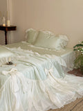 Load image into Gallery viewer, French girl romantic Tencel Xia Liang quilt four-piece princess style bow lace air conditioner thin quilt bed cover