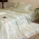 Load image into Gallery viewer, French girl romantic Tencel Xia Liang quilt four-piece princess style bow lace air conditioner thin quilt bed cover