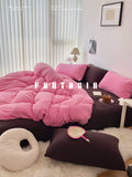 Load image into Gallery viewer, FANTASIA Dream Planet [Strawberry Brownie] Pink Contrasting Color Cotton Knitted Cotton Four-piece Cotton Sheet