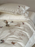 Load image into Gallery viewer, French new Chinese cotton long-staple cotton four-piece set of pure cotton high-grade jacquard embroidery quilt cover butterfly bedding