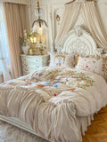 Load image into Gallery viewer, Winter cute girl milk fleece thickened four-piece set pleated lace fleece coral fleece quilt cover princess windbed skirt