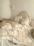 Load image into Gallery viewer, French romantic cotton long-staple cotton four-piece set rose jacquard glazed yarn lace quilt cover pure cotton fairy bed cover