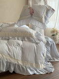 Load image into Gallery viewer, French Romantic Flower Cotton Wrinkle Yarn Four-piece Girl's Heart Rose Embroidered Lace Edge Quilt Cover Pure Cotton Bedding