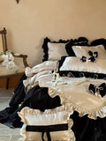 Load image into Gallery viewer, French light luxury romantic princess style long-staple cotton four-piece set cotton pure cotton bow quilt cover girl heart bedding