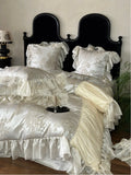 Load image into Gallery viewer, Light luxury high-precision jacquard cotton long-staple cotton four-piece set French chiffon lace pure cotton quilt cover Bedding