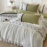 Load image into Gallery viewer, Romantic French rose embroidery cotton long-staple cotton four-piece set cotton lace quilt cover sheets girl bedding