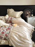 Load image into Gallery viewer, French premium jacquard pure cotton polished four-piece set cotton pleated romantic lace princess wind quilt cover girl bed sheet