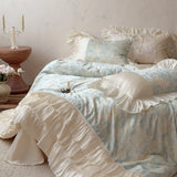 Load image into Gallery viewer, French romantic small fresh jacquard spring and summer tencel cotton four-piece set silky lace lace quilt cover princess wind bedding