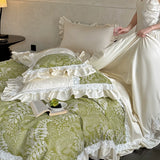 Load image into Gallery viewer, Oasis Fangzhou < unk > French fresh long-staple cotton pure cotton four-piece set lace lace green leaf quilt cover princess wind bed
