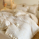Load image into Gallery viewer, Winter Romantic Carved Milk Fleece Four-piece French Double-sided Fleece Thickened Quilt Cover Sheet Warm Fleece Bedding