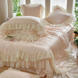 Load image into Gallery viewer, Washable cool feeling Tencel summer cool quilt four-piece French romantic lace machine washable silky smooth summer air conditioner thin quilt