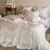 Load image into Gallery viewer, French Romantic Girl Jacquard Tencel Cotton Bed Cover Four-piece High-end Lace Lace Quilt Cover Princess Wind Bedding
