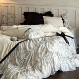 Load image into Gallery viewer, French niche cotton polished bed four-piece set of pure cotton romantic lotus leaf lace quilt cover girl princess bed skirt