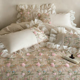 Load image into Gallery viewer, Lanxu Home Textiles French Romantic Long Staple Cotton Four-piece Set Lace Flower Embroidery Quilt Cover Pure Cotton Spring and Summer Girls Bedding