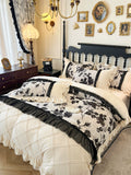 Load image into Gallery viewer, Winter carved thickened milk fleece four-piece set retro princess wind coral fleece double-sided fleece fleece quilt cover bed skirt