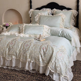 Load image into Gallery viewer, French heavy industry court cotton long-staple cotton four-piece set pure cotton romantic lace quilt cover girl high-end bedding
